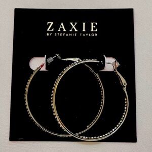 Zaxie by Stefanie Taylor Silver Hoop Earrings - new in packaging